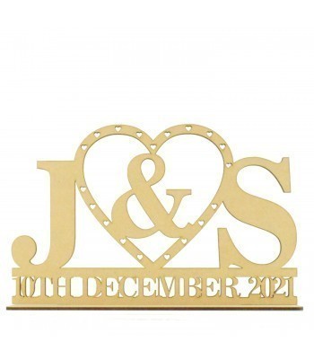 Laser Cut Personalised Initials Wedding Sign on a stand with Date